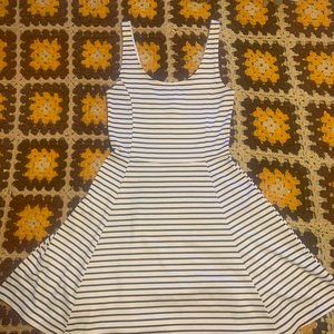 White skater dress with black stripes